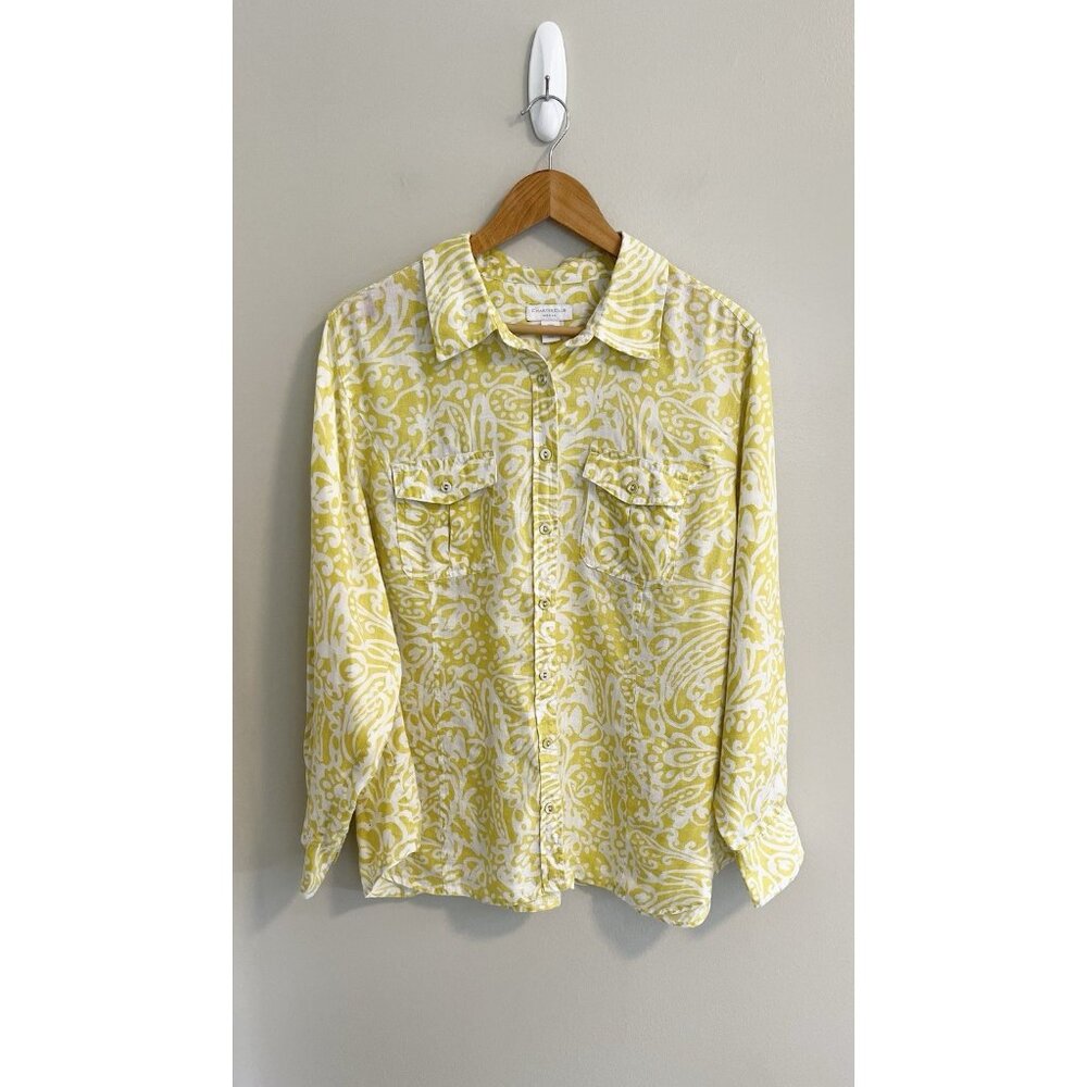 CHARTER CLUB Women’s Sz 18 Blouse Long Sleeve‎ Button-Up Shirt 100% Linen